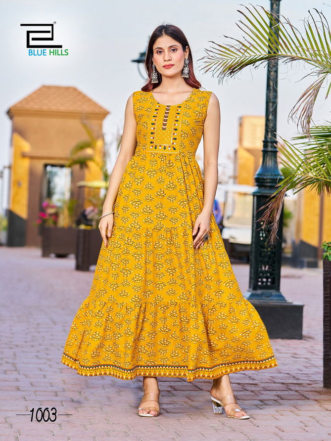 Cocktail By Blue Hills Printed Plus Size Anarkali Kurtis Catalog
